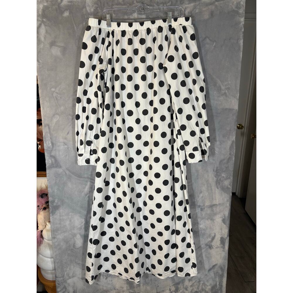 Uoozee Artsy Polka Dot Off Shoulder Tent Dress XL Lagenlook Kaftan Asymmetrical - Picture 7 of 14
